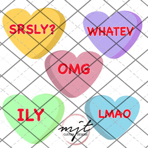 TEXTING- CONVERSATION HEARTS - PNG File