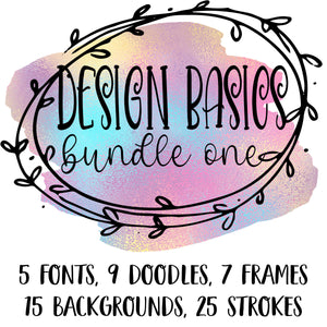 Design Basics Element Bundle  -  56 PNG Files and 5 fonts