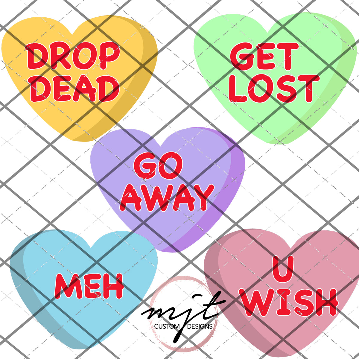 GO AWAY- CONVERSATION HEARTS - PNG File