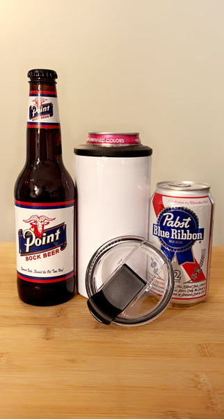 Sublimation 4 in 1 Straight Coozie -  *black top ring* fits bottles, slim and standard AND tumbler lid and strawcan