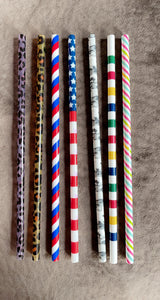 9” Pattern Plastic Straws