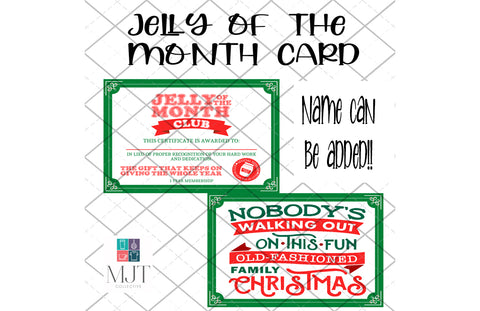Jelly of the Month Club Membership card - name can be added