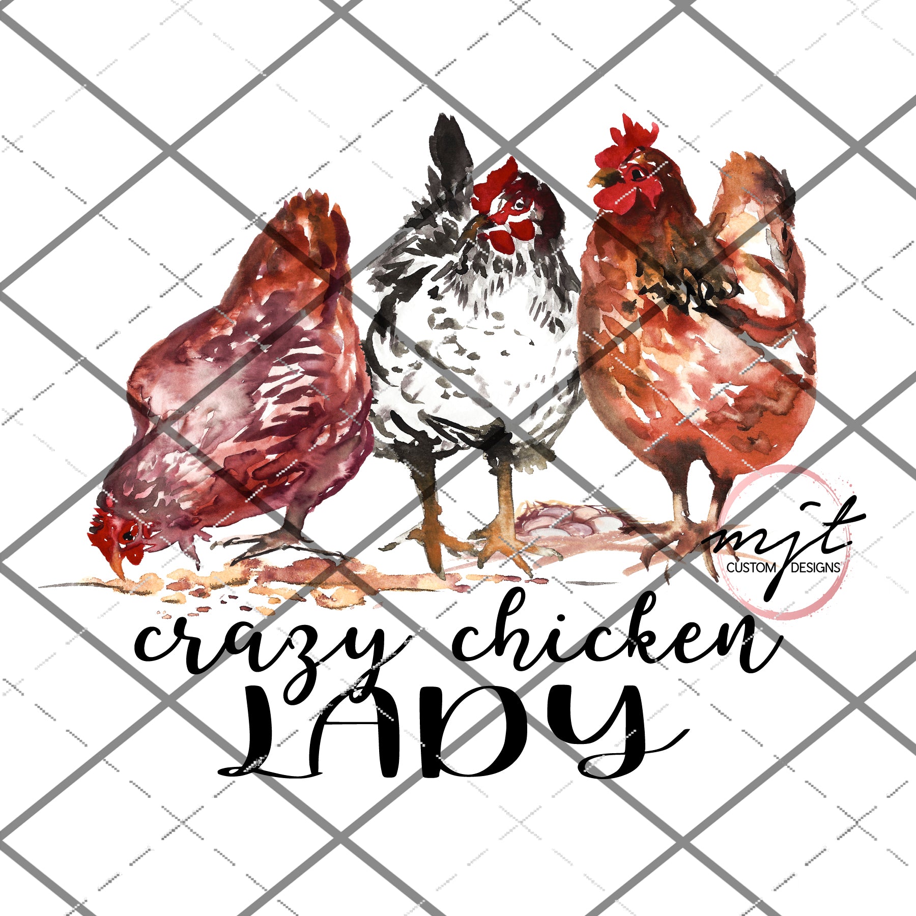 Crazy Chicken Lady  - PNG File