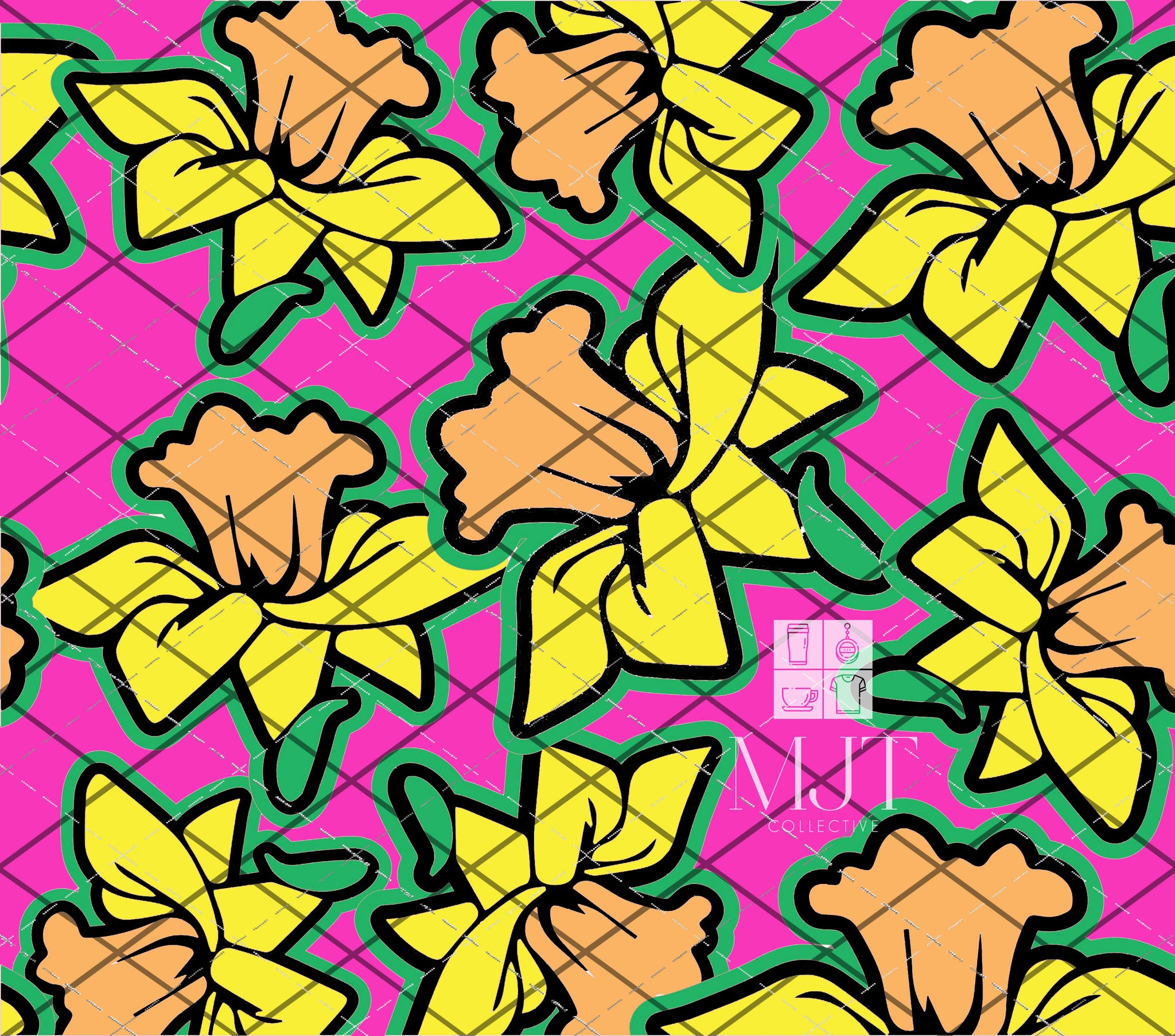 Daffodil Burst - seamless cut SVG File