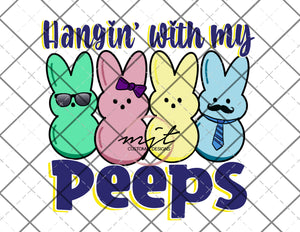 Hanging with my Peeps - bunny - PNG File