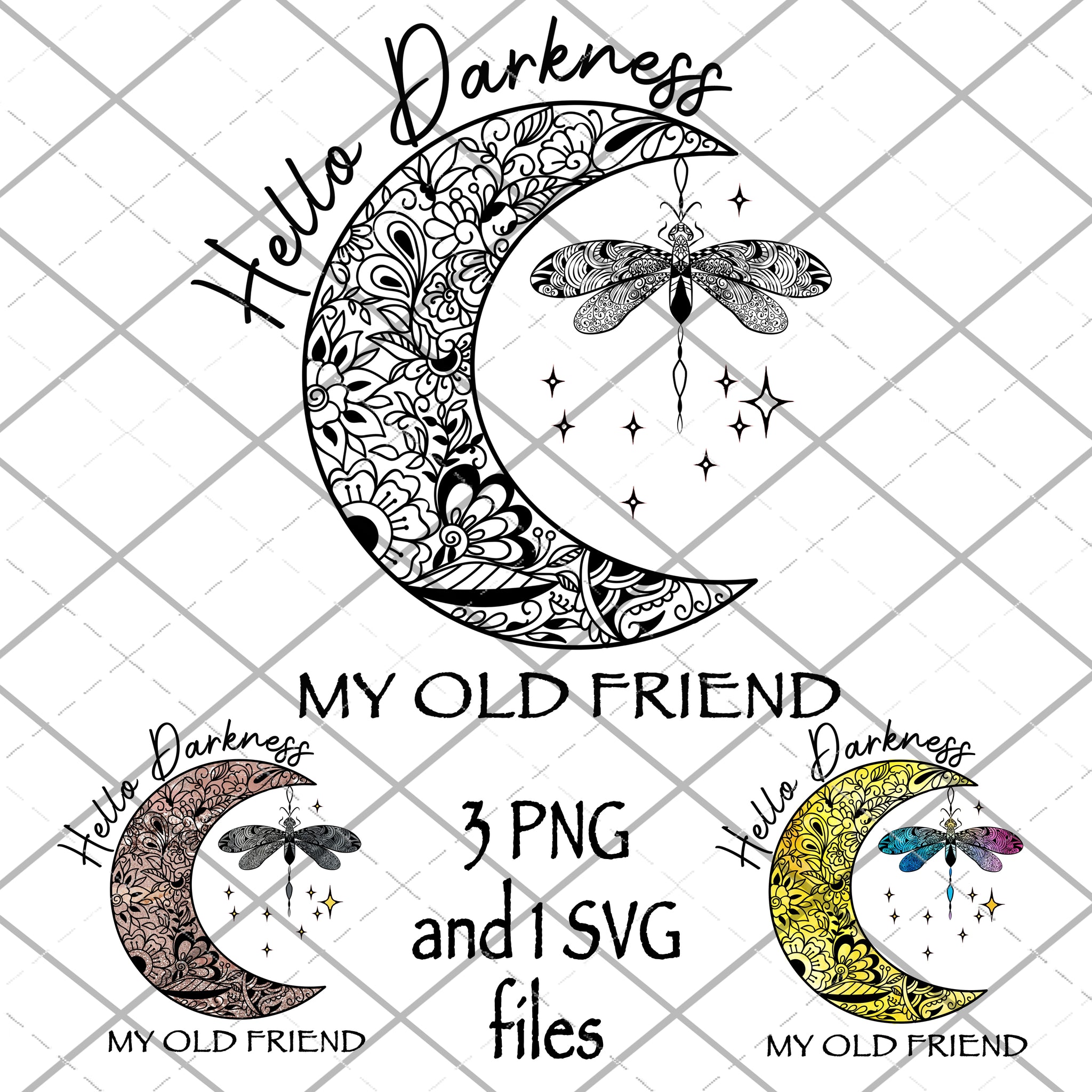 Hello Darkness - Dragonfly PNG and SVG  Files