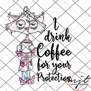 I drink coffee - cat  PNG File
