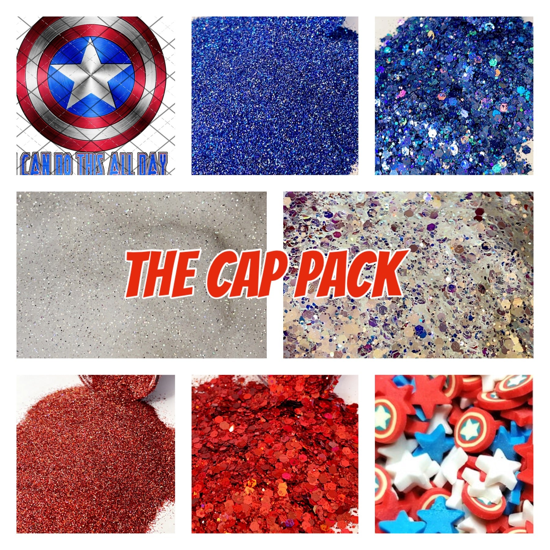The “CAP” pack - 6 glitters, 1 bag of sprinkles and a digital