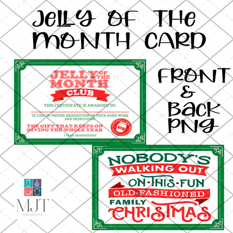 Jelly of the Month Club Membership card - PNG Files for sublimation - front and back