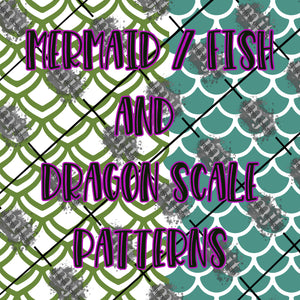 Scale pattern Duo- mermaid/dragon  -  PNG and SVG  Files for each