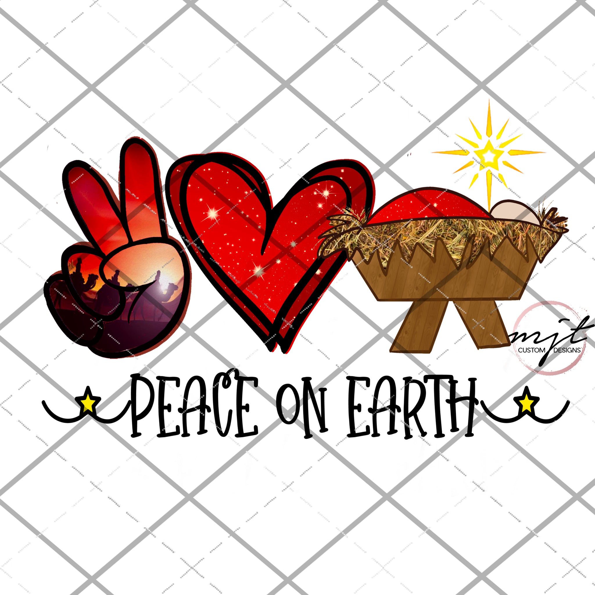 Peace Love Peace on Earth Christmas  - PNG File