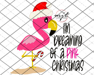 Pink Christmas Flamingo - holiday PNG File