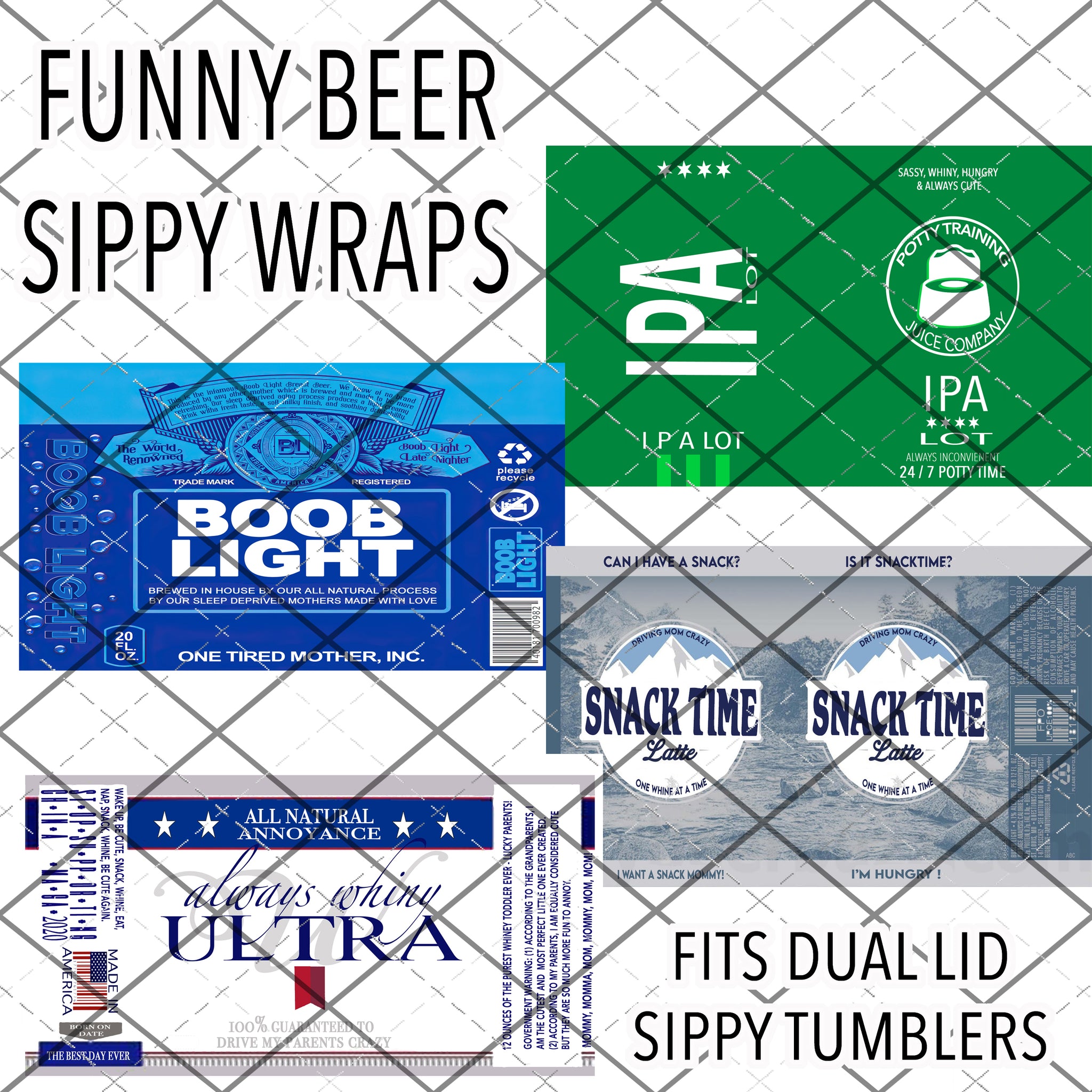 Beer theme Sippy Cup Wraps - 4 images