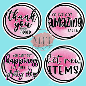 Pink business sticker bundle  - PNG files with sticker outline