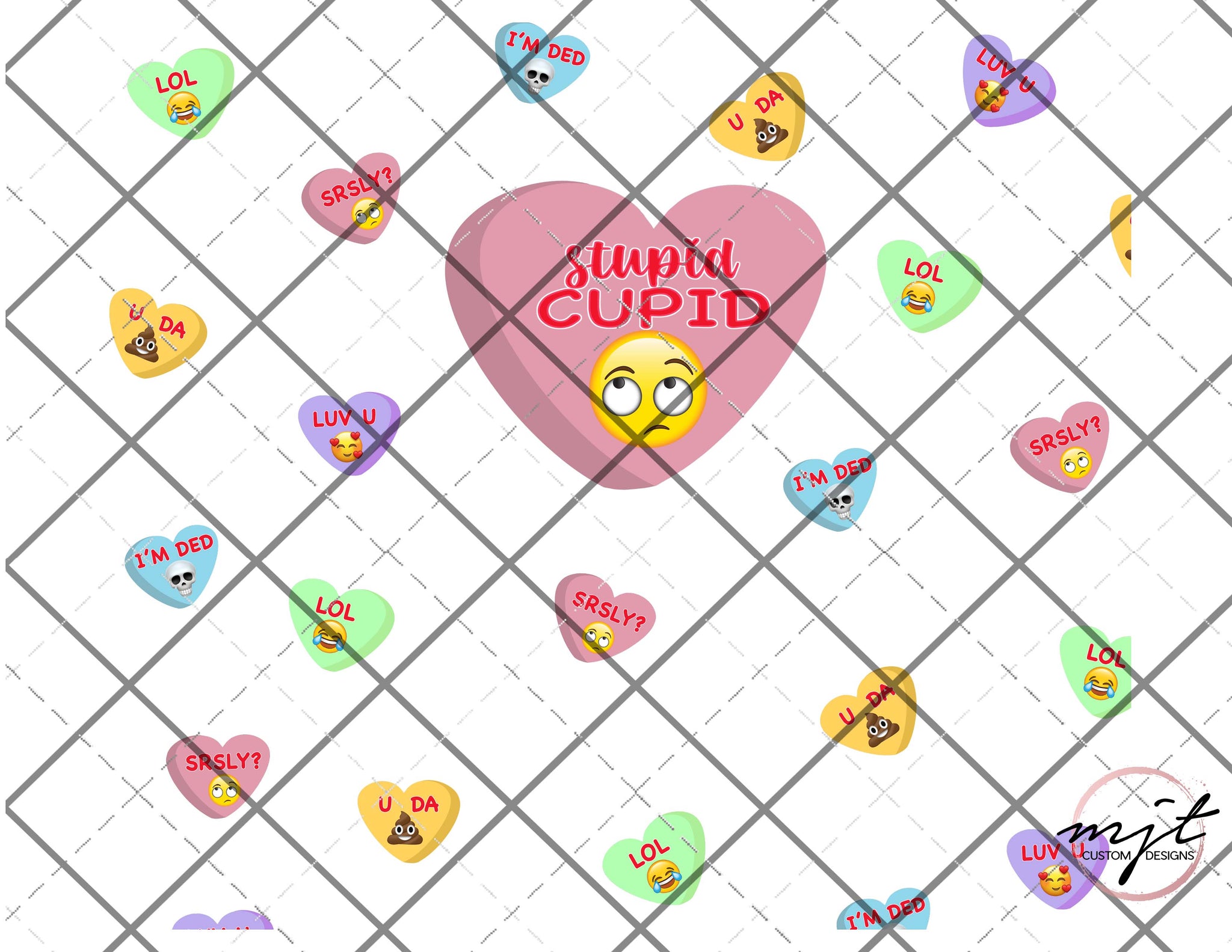 straight* Stupid Cupid heart emoji Full Wrap**PNG file - DOWNLOAD for waterslides/sublimation